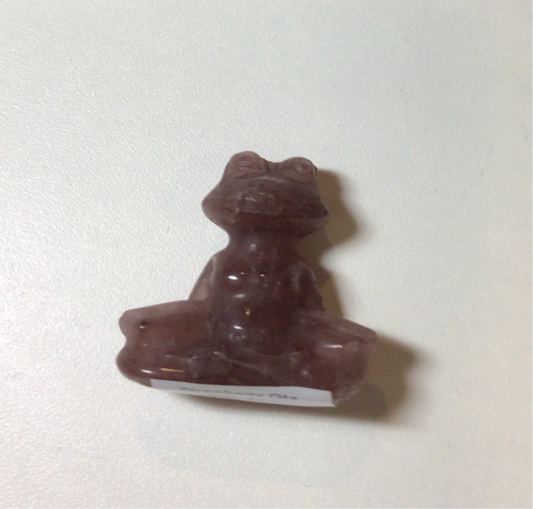 Strawberry Quartz Yoga Frog