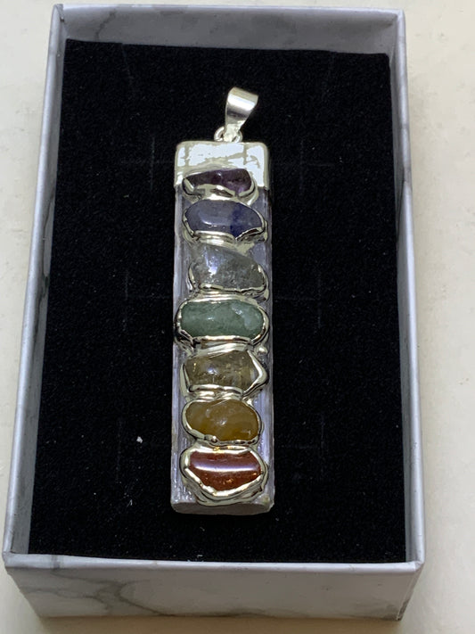 Selenite Pendant with Chakra Stones