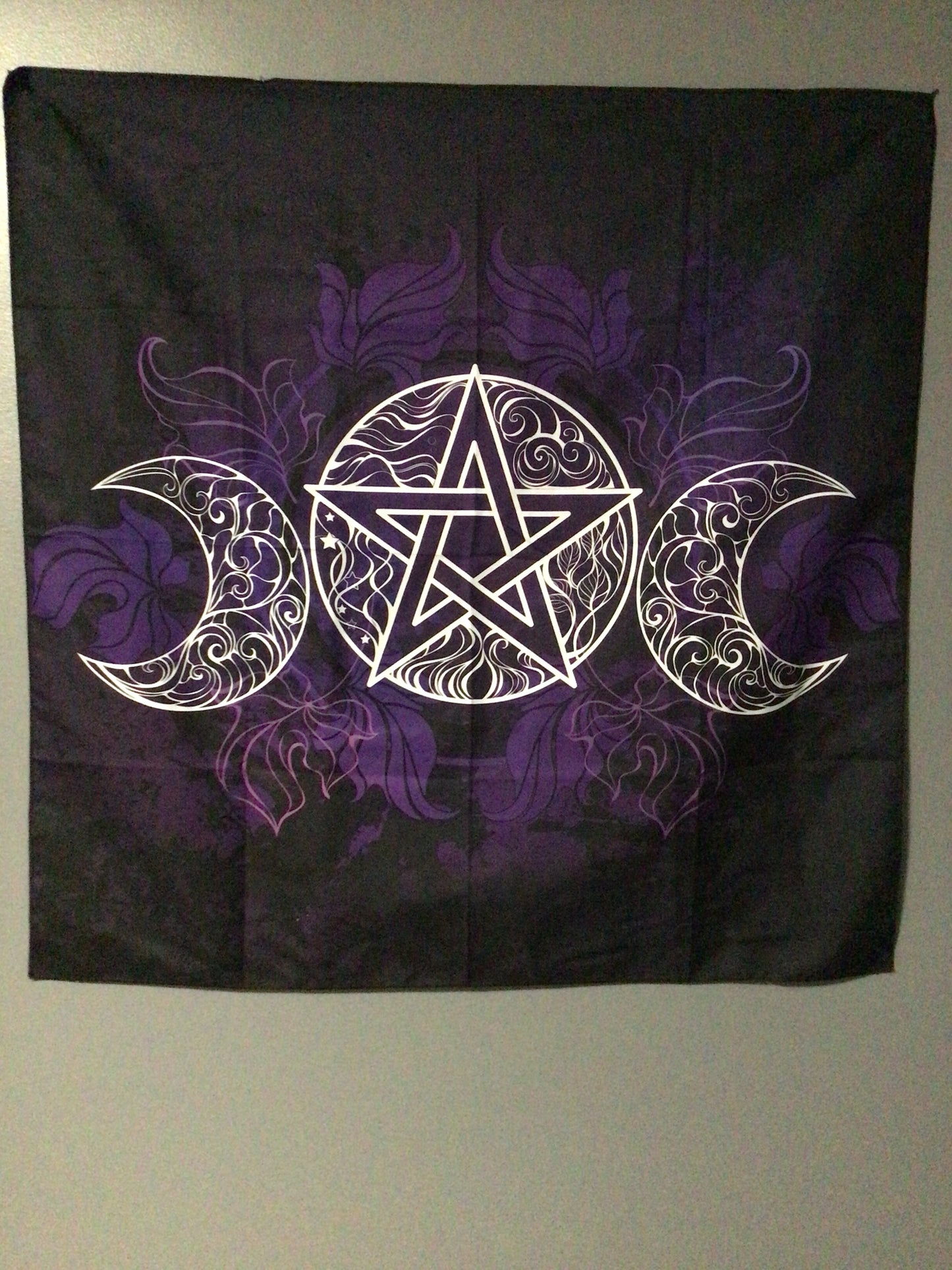 Purple Triple Moon Pentacle Altar Cloth