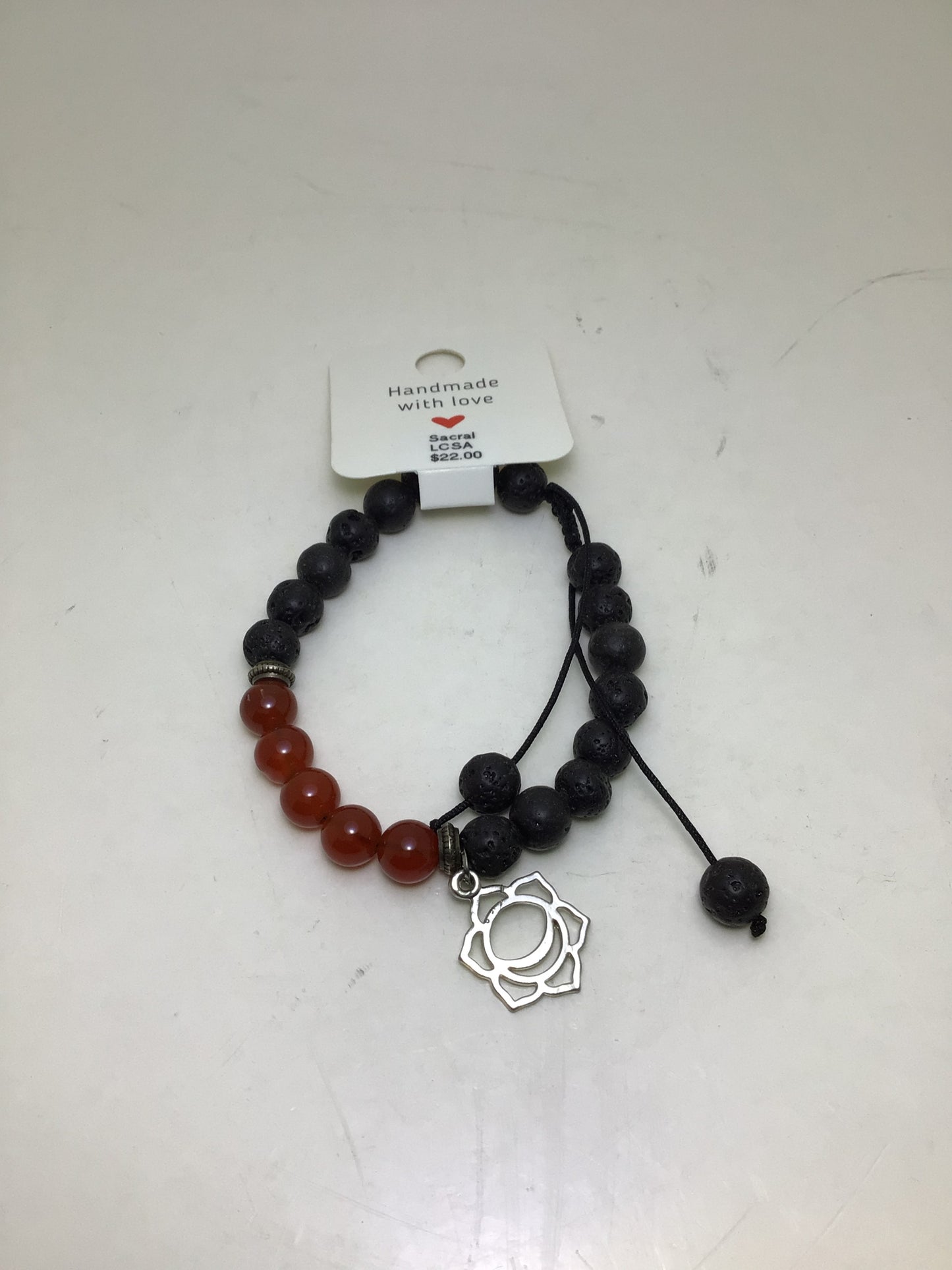 Carnelian Bracelet with Sacral Chakra Symbol