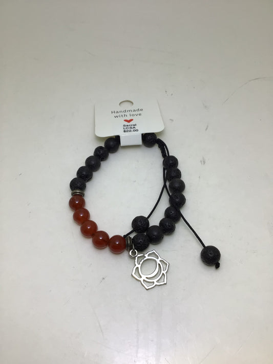 Carnelian Bracelet with Sacral Chakra Symbol