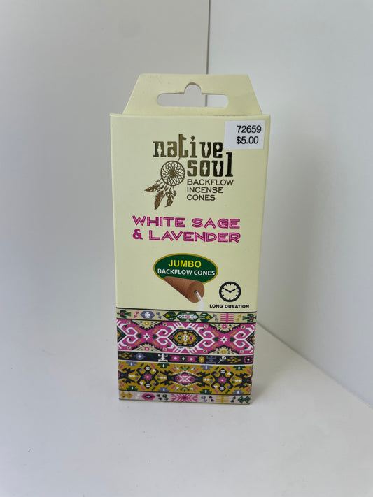 White Sage & Lavender Native Soul Backflow Cones