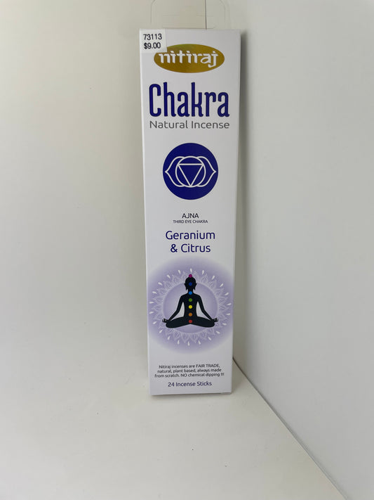 Third Eye Chakra Nitiraj Geranium & Citrus Incense Sticks