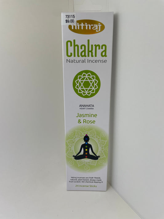 Heart Chakra Nitiraj Jasmine & Rose Incense Sticks