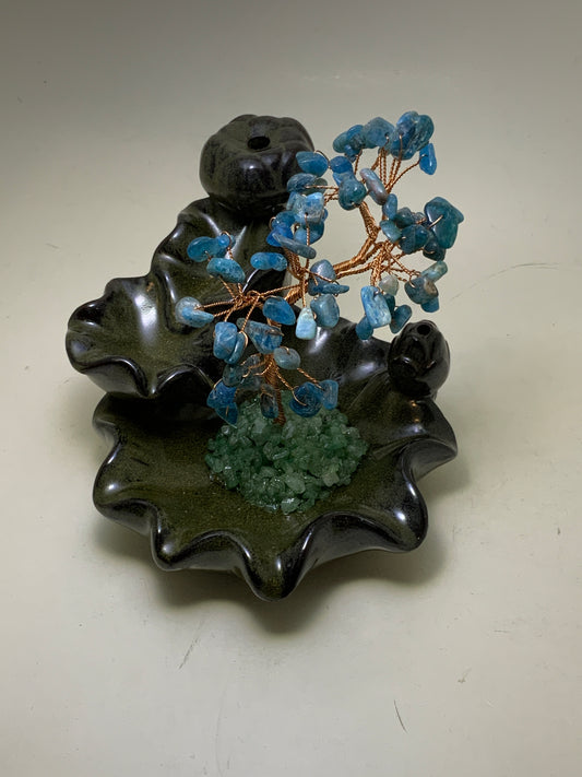 Backflow Incense Holder with Gemstone Tree