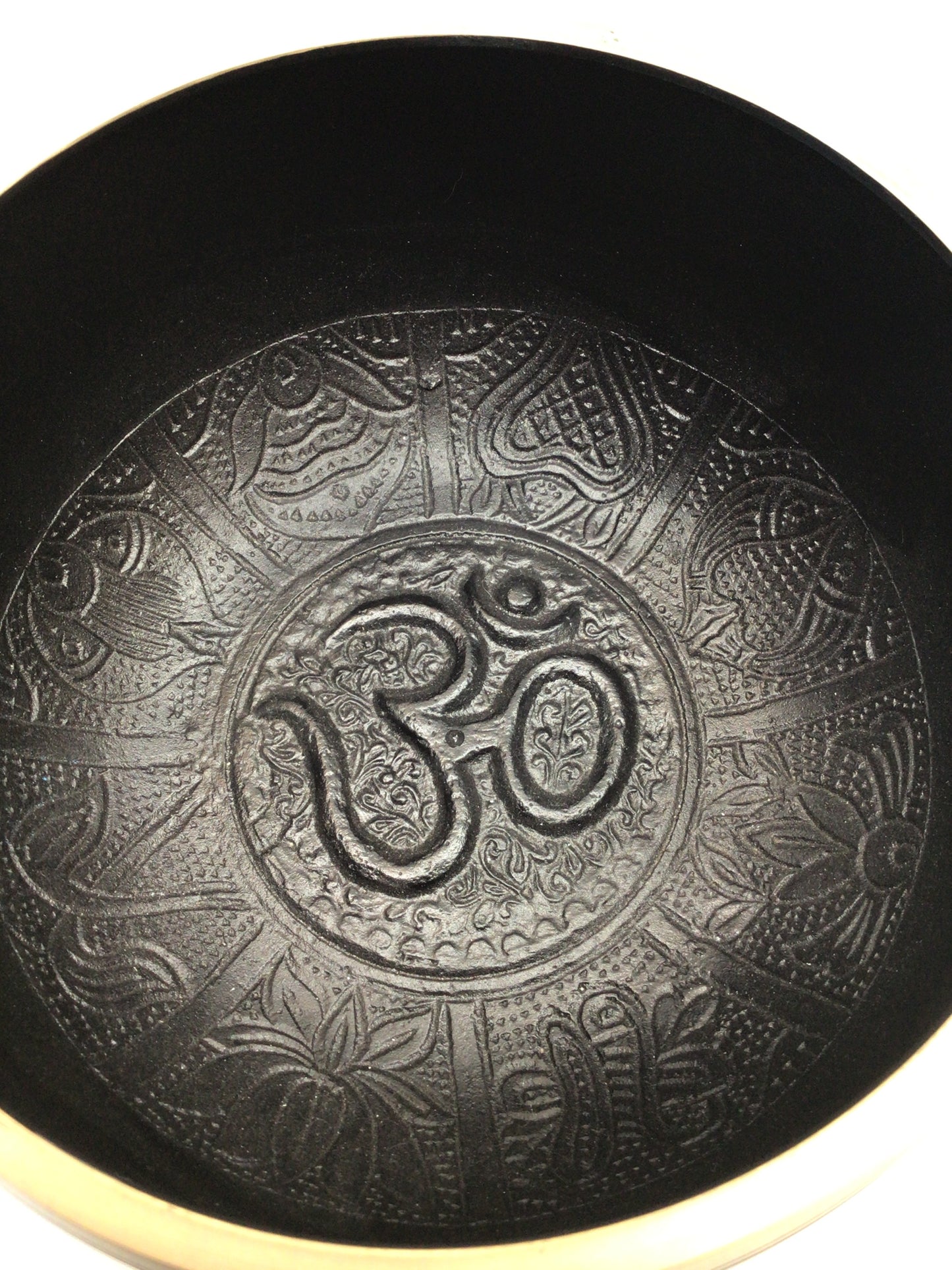 Om Black and Gold Singing Bowl