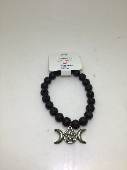 Triple Moon Lava Bead Bracelet