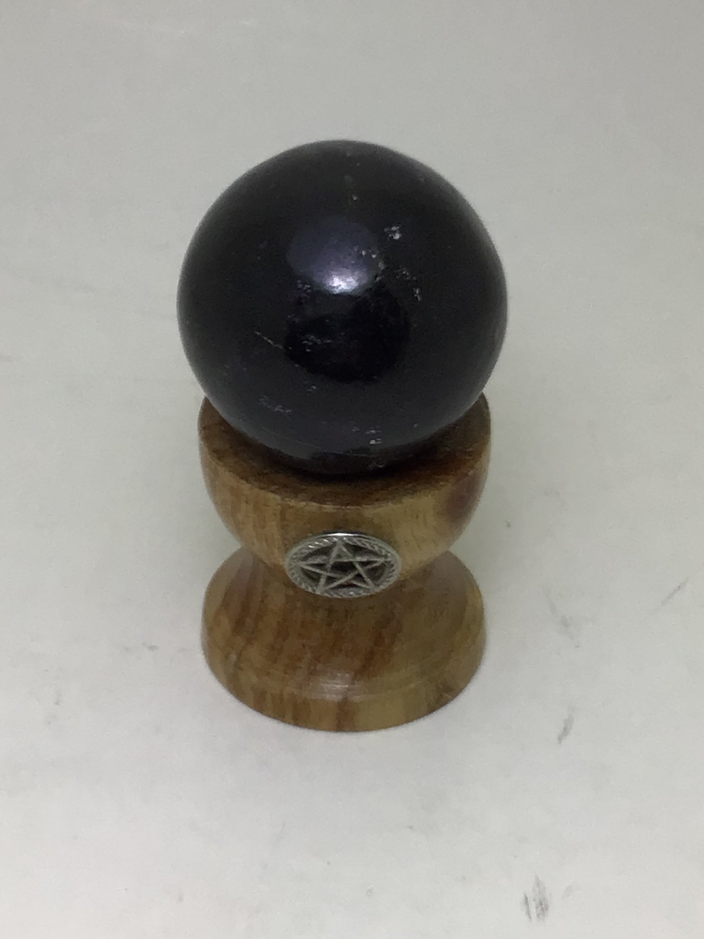 Round Wood Spear Stand with Pentacle