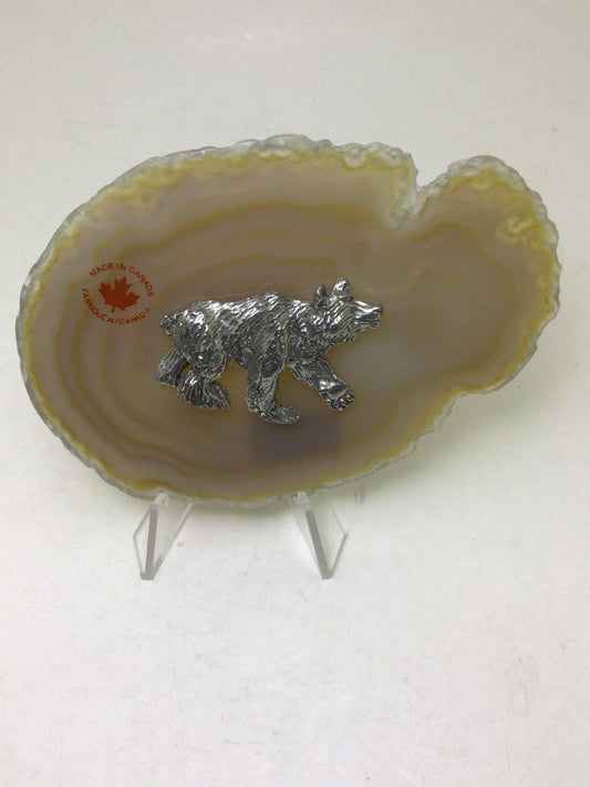 Pewter Bear on Agate Slab