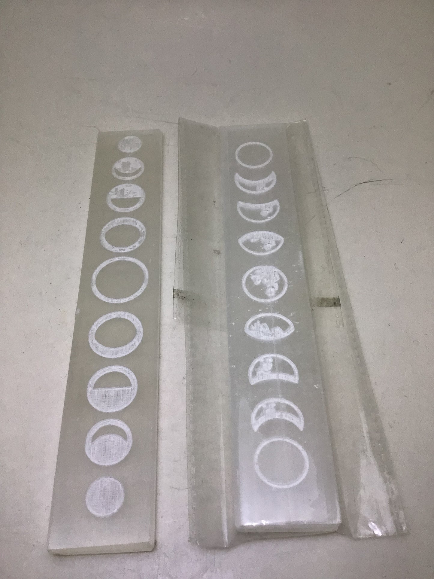 Moon Phases Etched in Selenite Plate