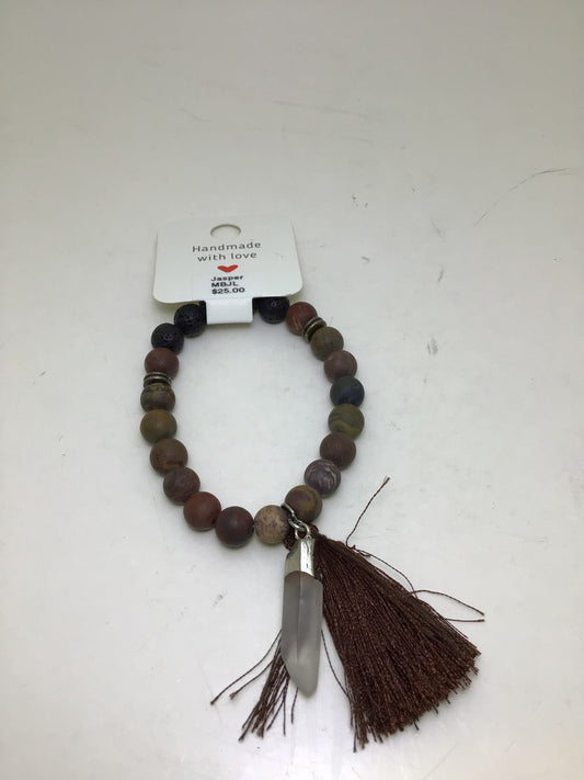 Jasper Matte Mala Bracelet with Clear Quartz Point