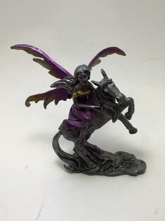Pewter Fairy on Unicorn (Purple)