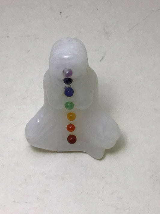 White Jade Yoga Figurine with Chakra Stones