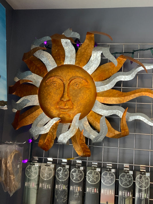 34" Galvanized Windswept Sun
