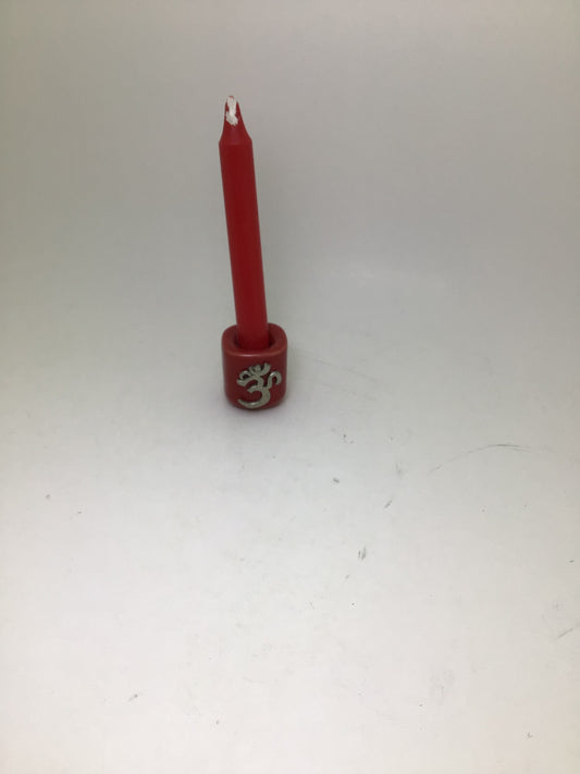 Red OM Mini Ceramic Candle Holder
