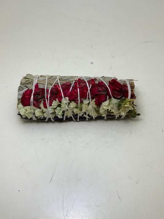 Blue Sage with Herbs and Flowers Smudge Stick