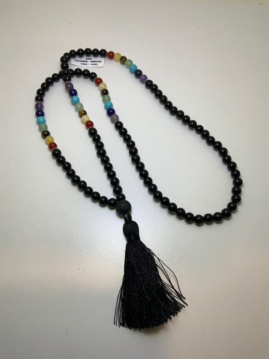 Chakra & Black Obsidian Mala Prayer Beads