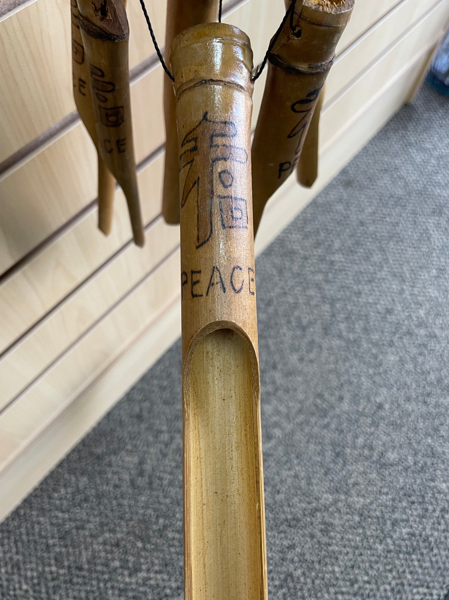 Bamboo Wind Chime with Peace Symbol