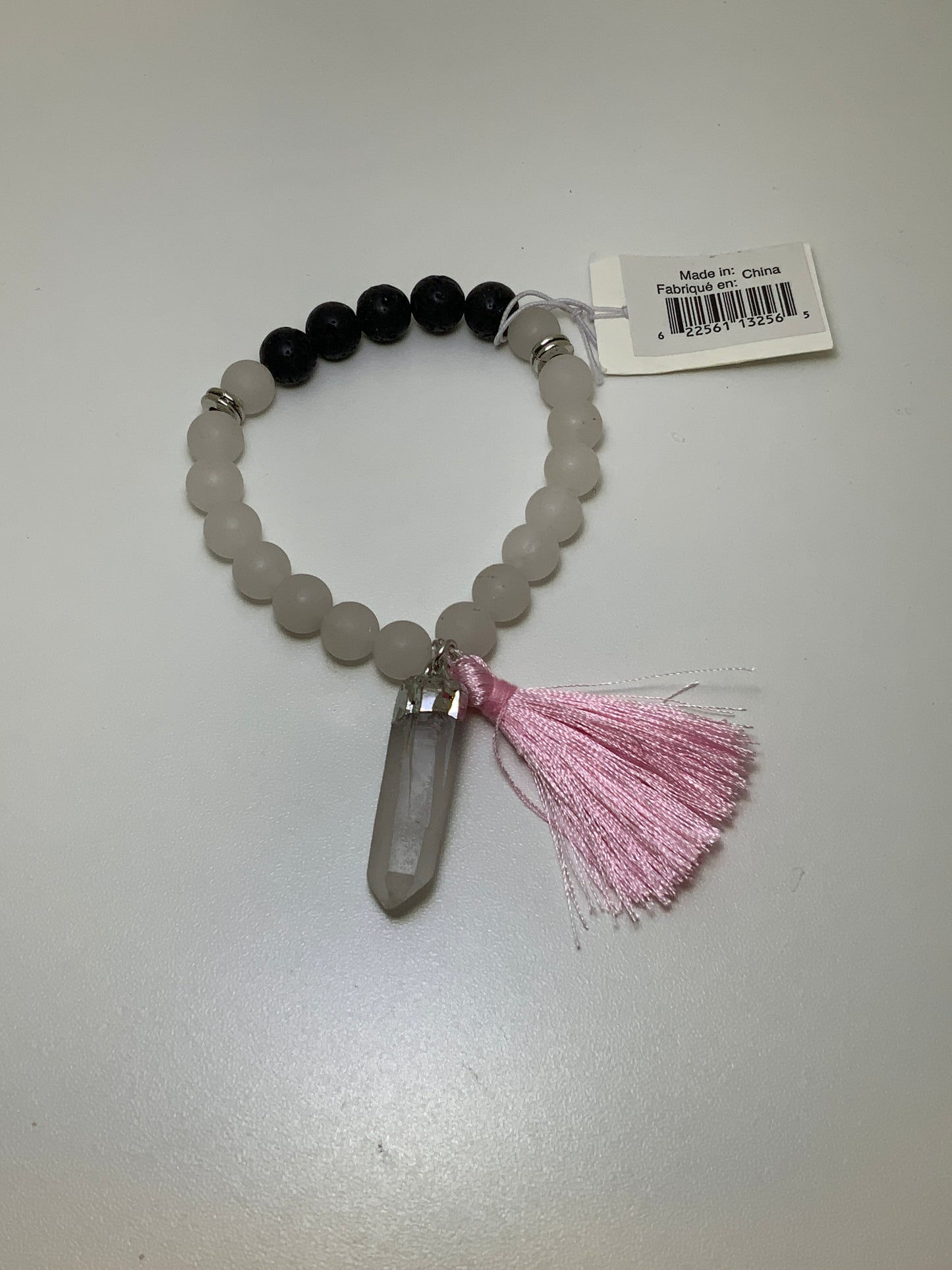 Rose Quartz Mala Bracelet with Clear Quartz Point
