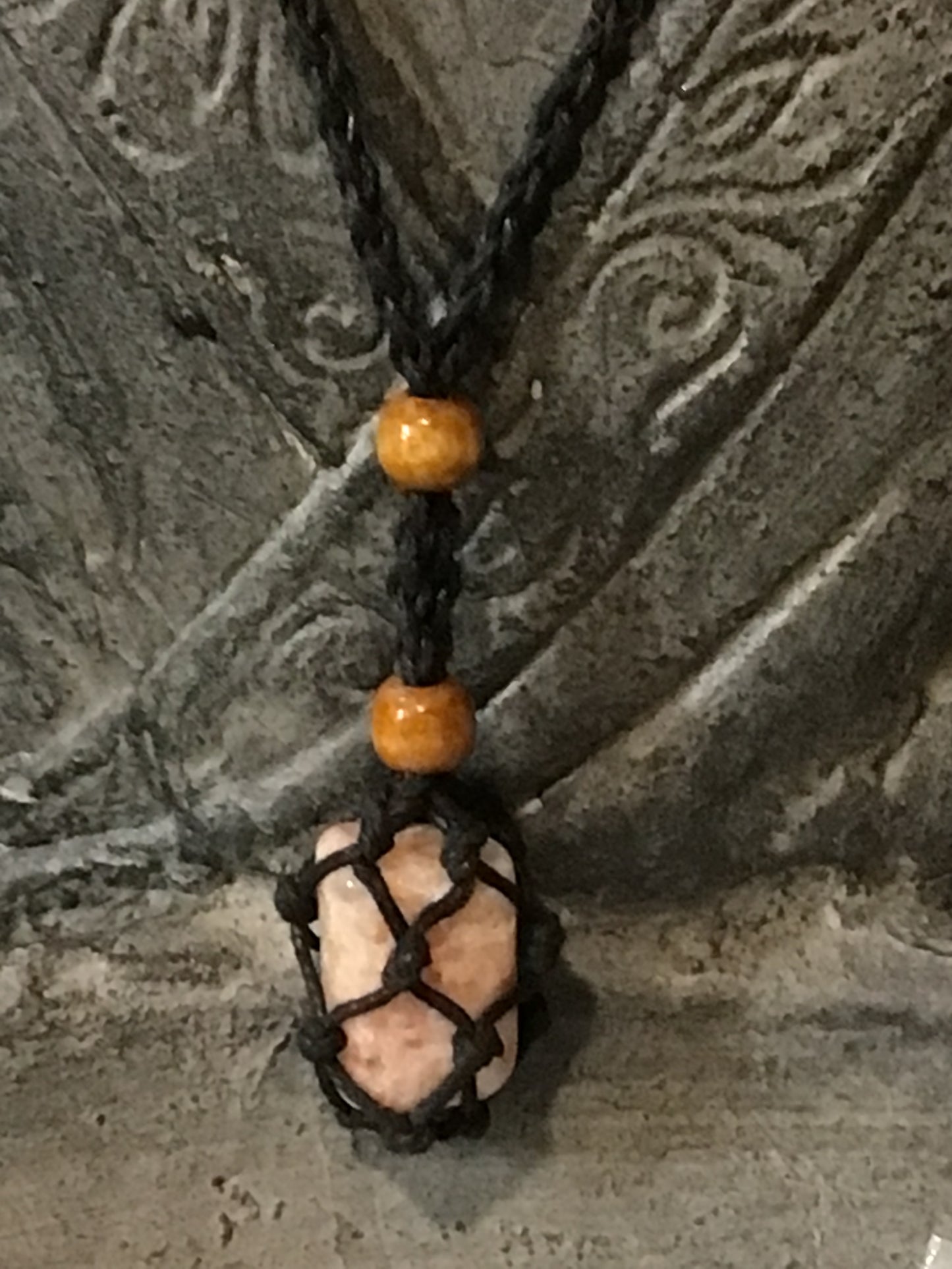 Braided Cotton Stone Cage Necklace