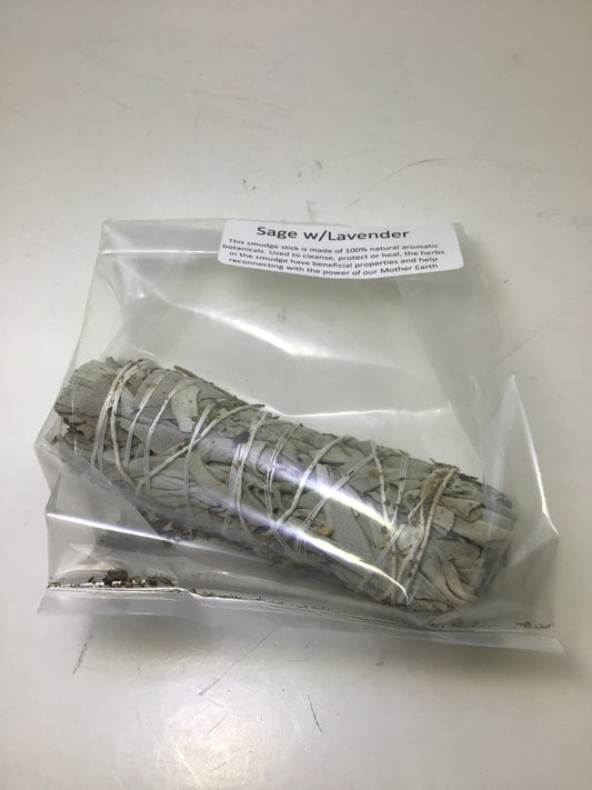 White Sage & Lavender 4” Smudge Stick