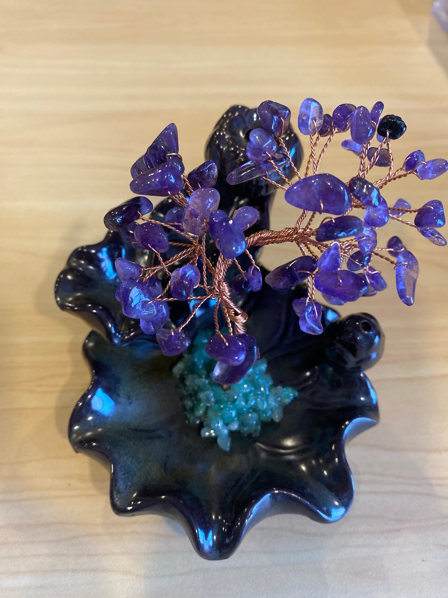 Backflow Incense Holder with Gemstone Tree