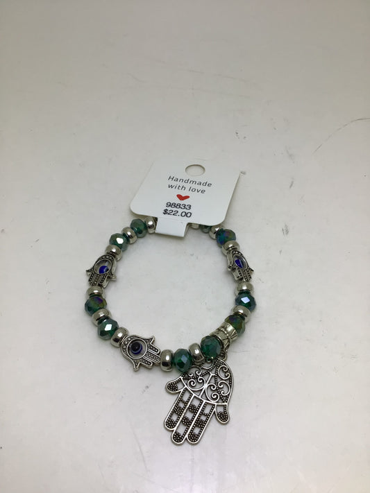Green Evil Eye Bracelet with Fatima Hand
