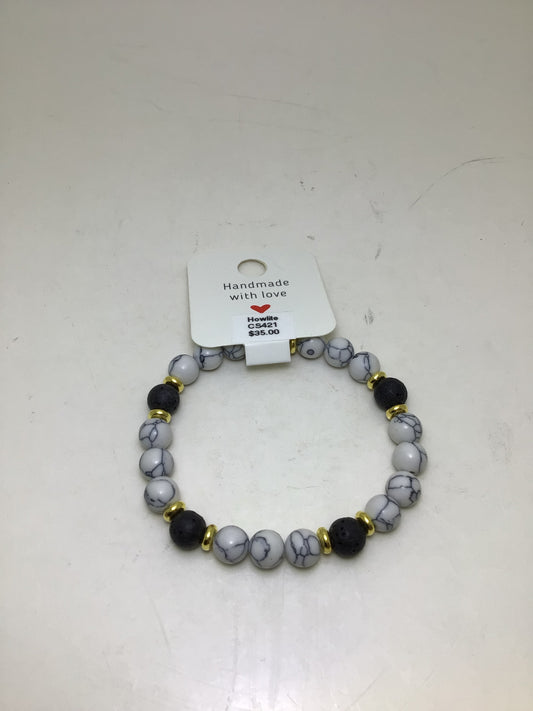 Howlite Bracelet with Lava Stones
