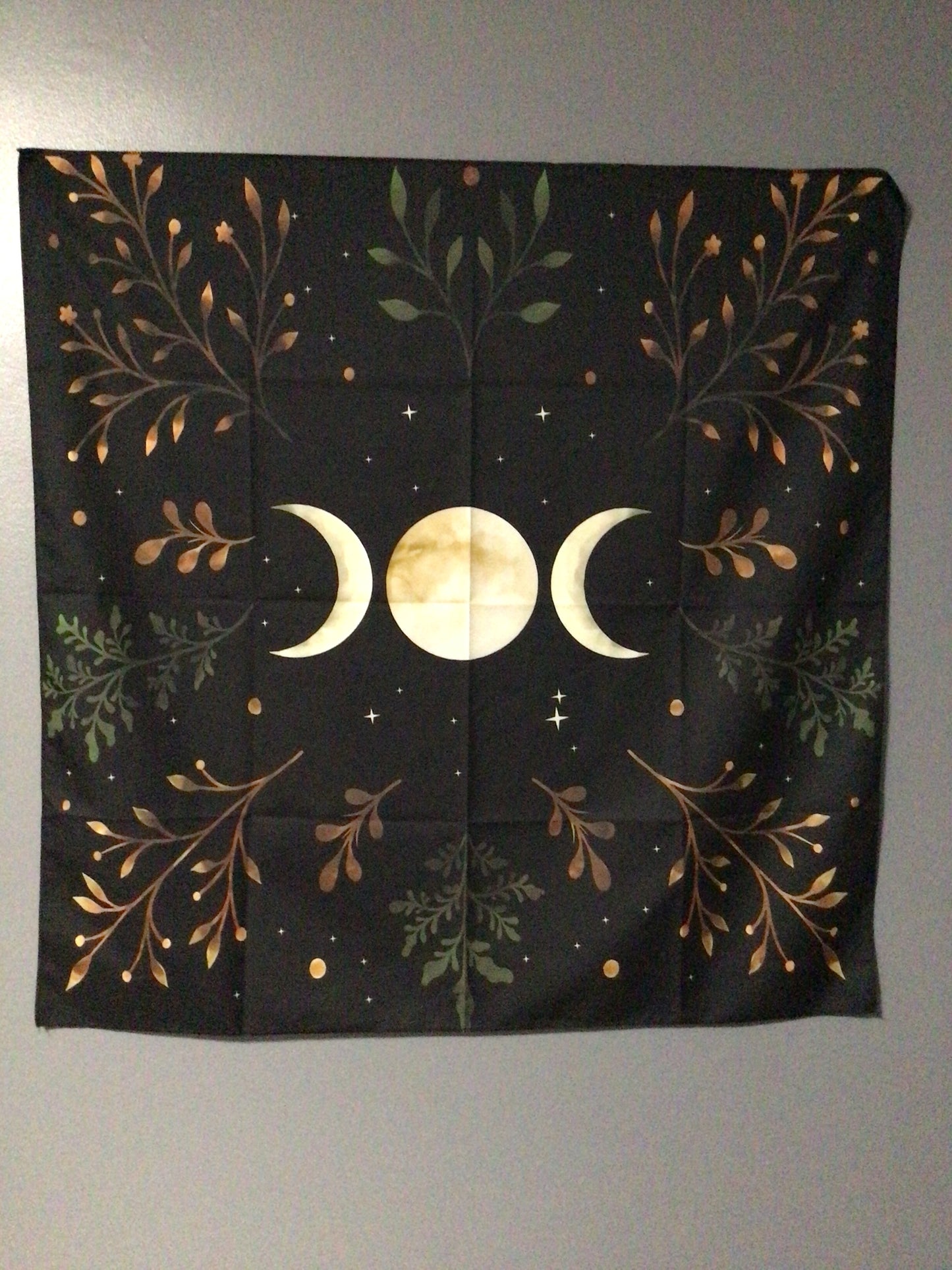 Olive Leaf Triple Moon Altar Cloth