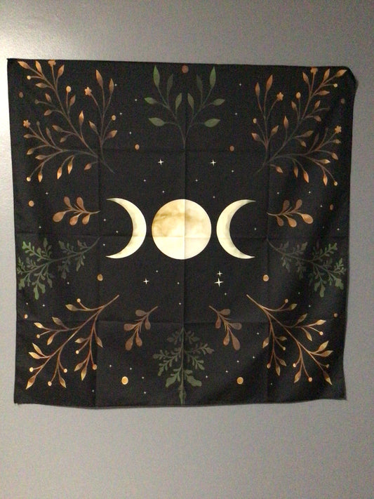 Olive Leaf Triple Moon Altar Cloth