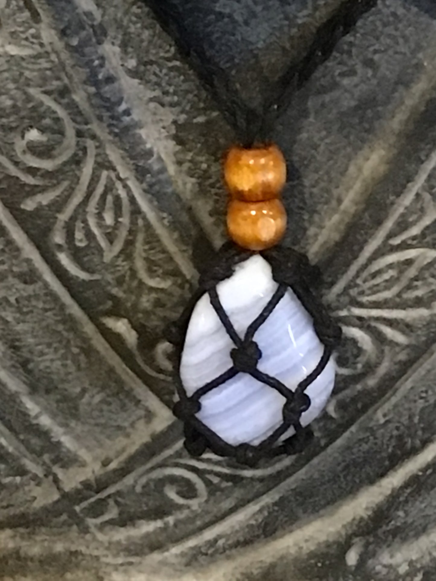 Braided Cotton Stone Cage Necklace