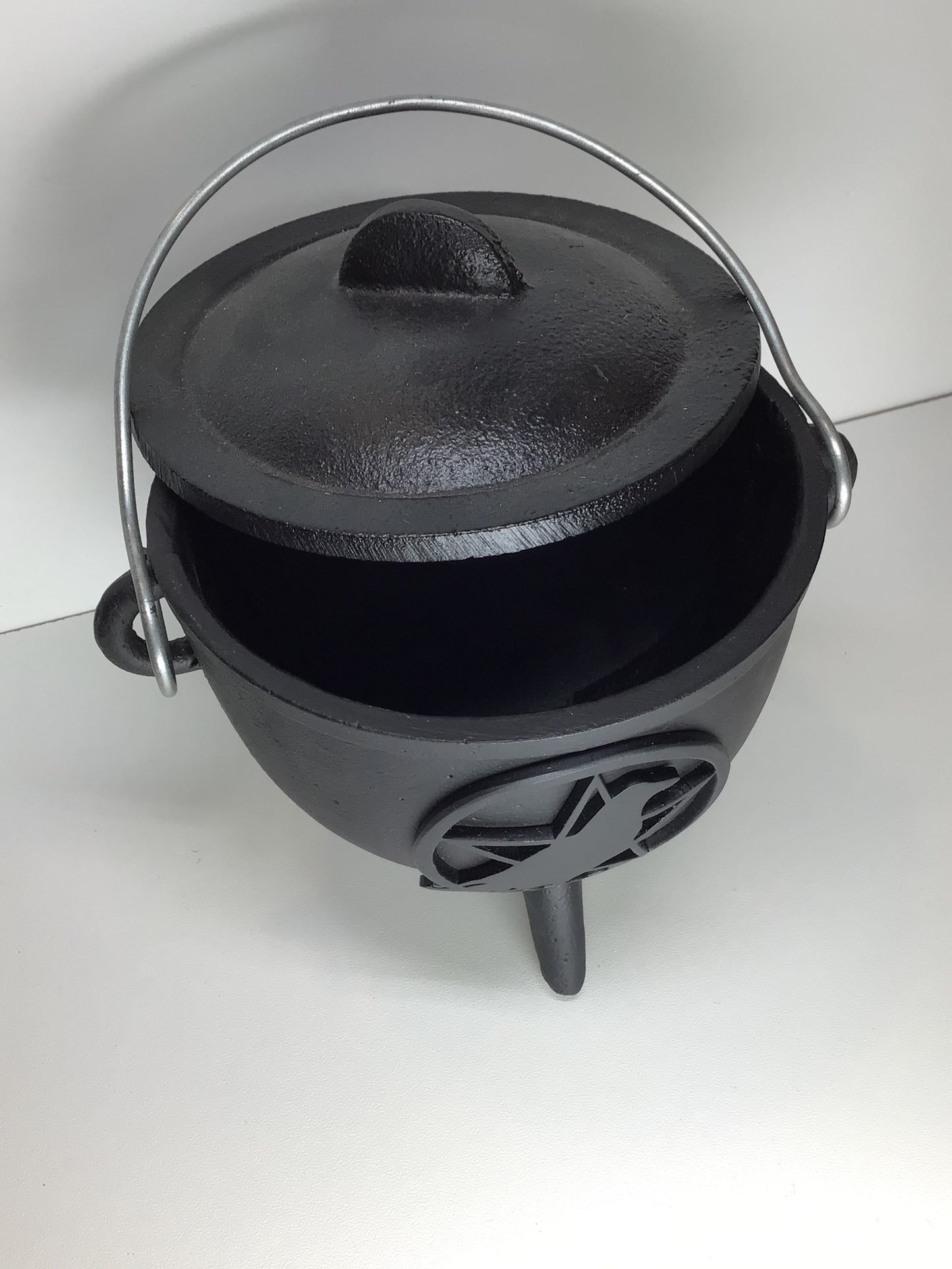 Raven & Pentacle Cast Iron Cauldron