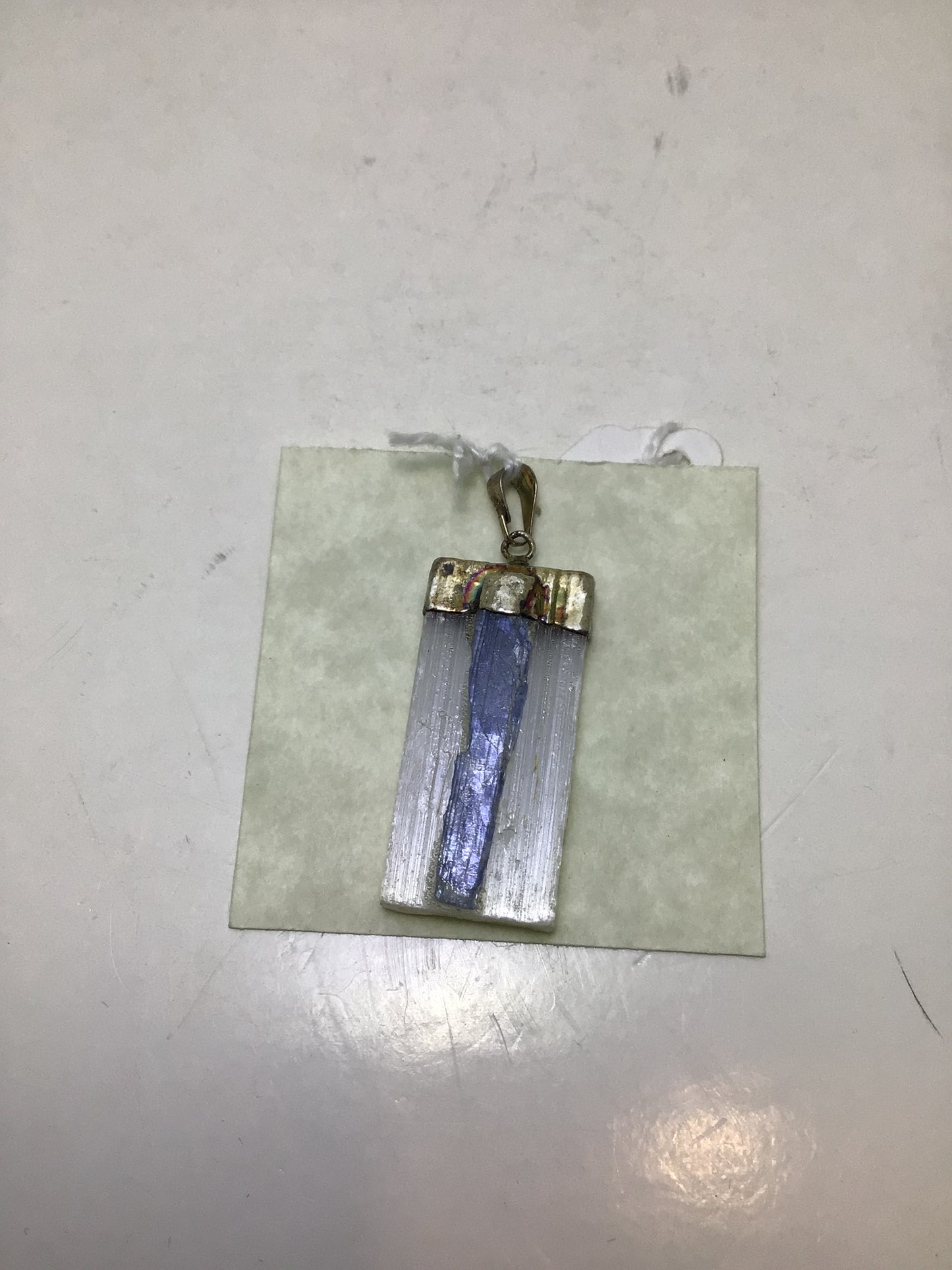 Selenite Point Pendant with Kyanite