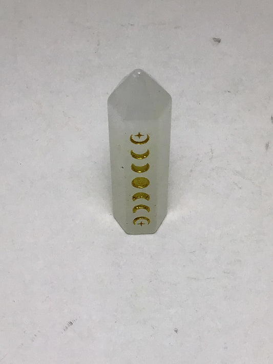 Clear Quartz Point with Moon Phase