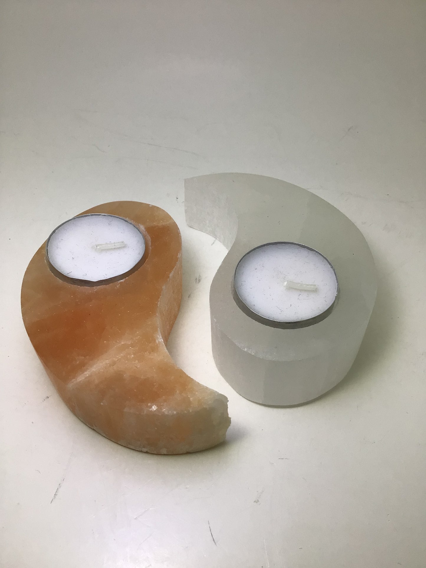 Yin Yang Selenite Candle Holder