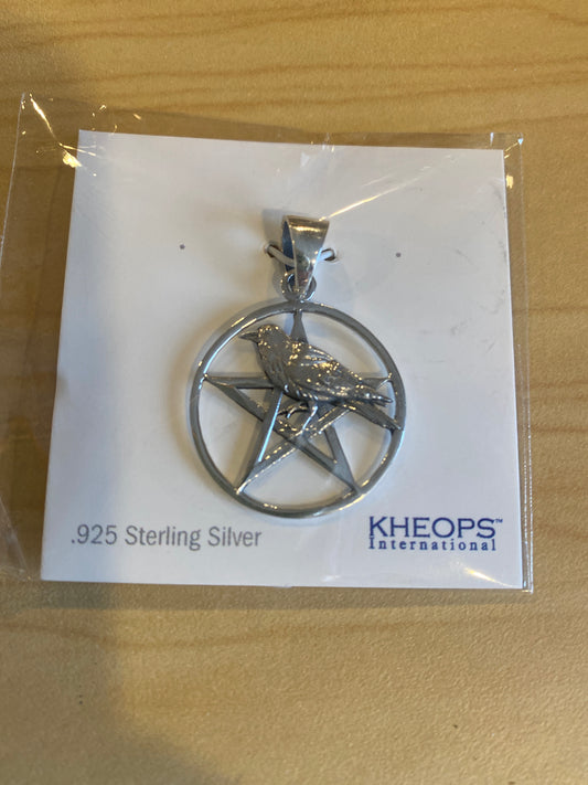 Pentacle with Raven Pendant