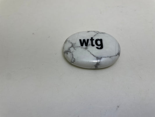 Howlite Text Thumb Stone