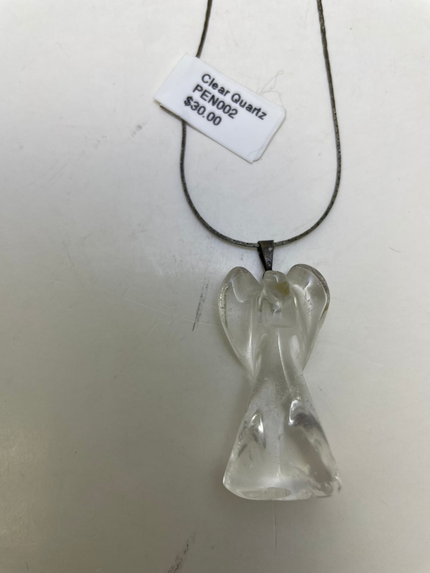 Clear Quartz Angel Pendant on Chain