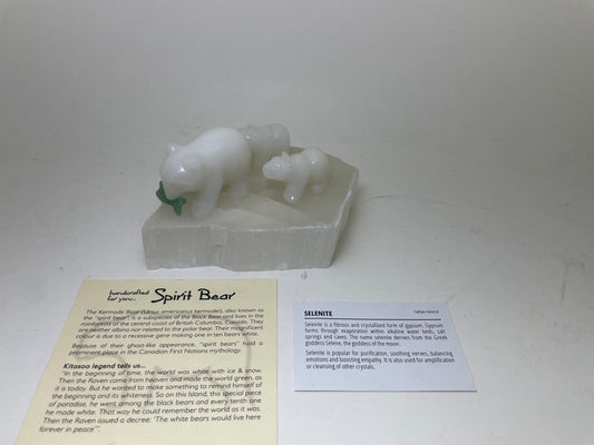 Spirit Bear Family on Selenite