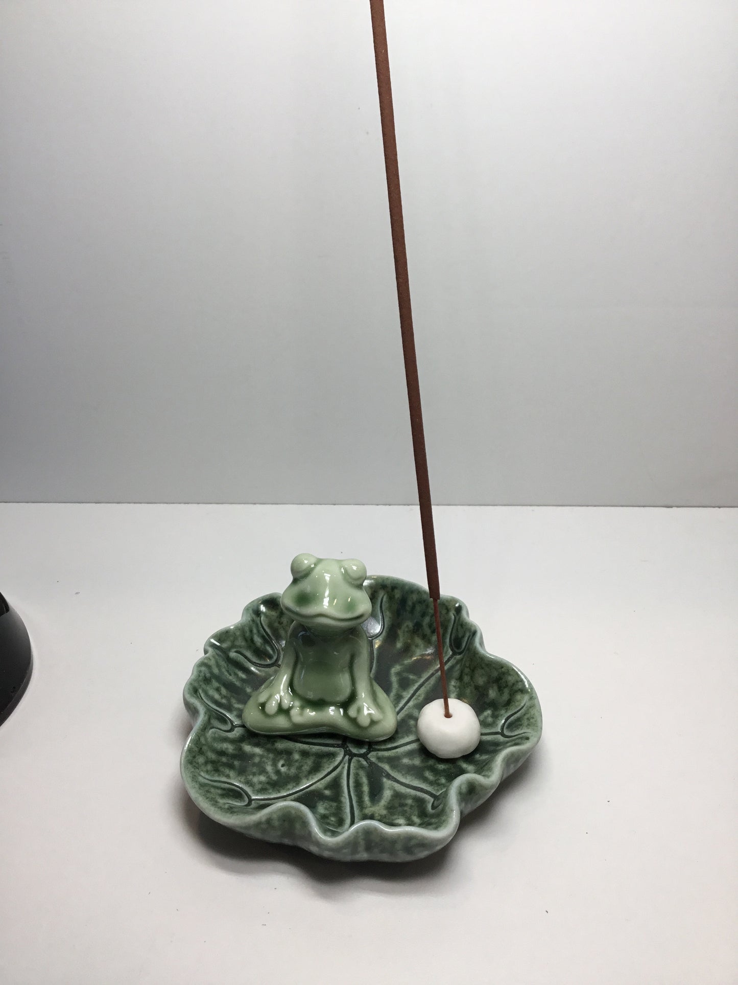 Meditating Frog Round Incense Holder